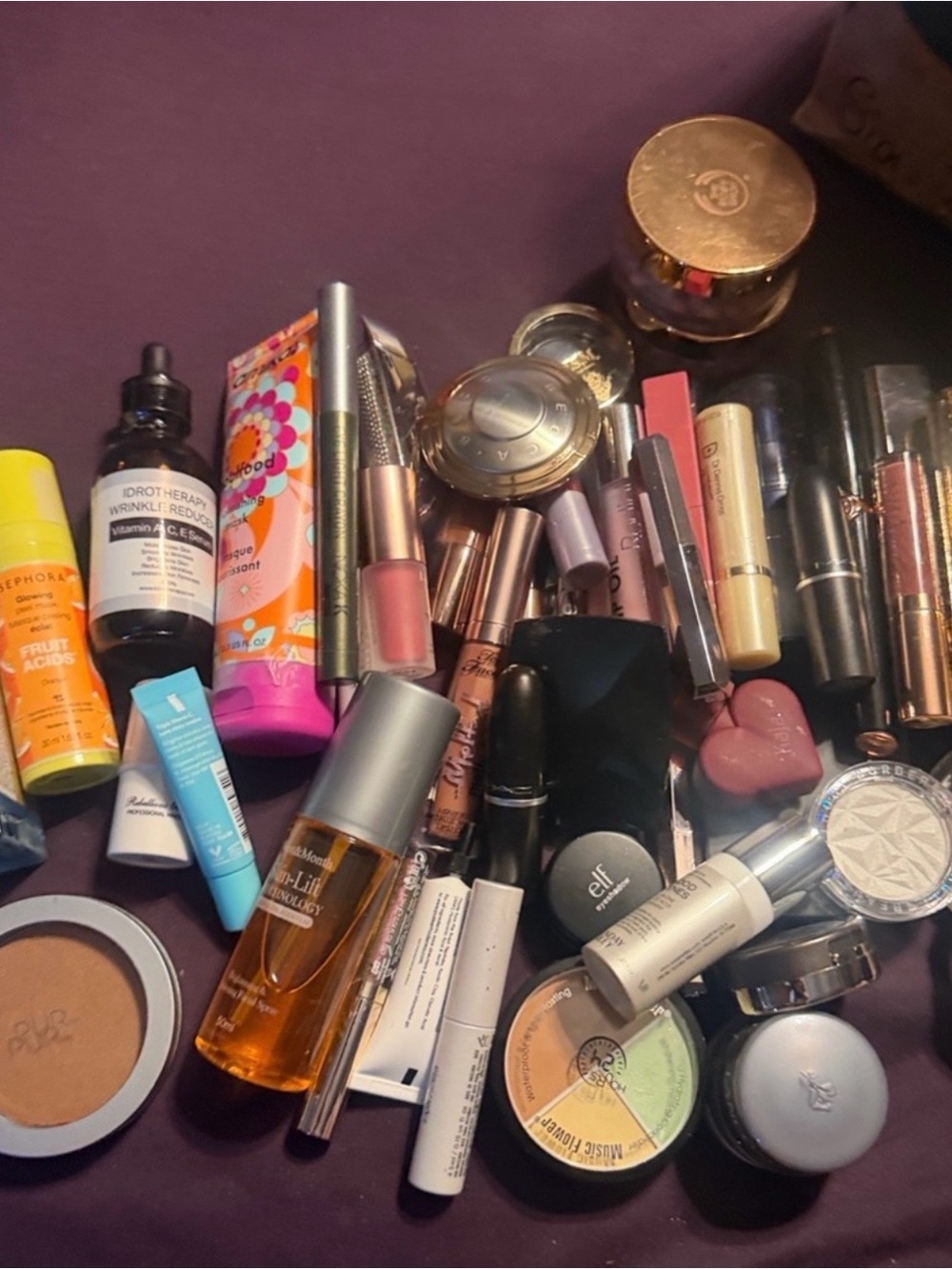HUGE Assorted Women's Makeup Lot - Pink, Gold, Black, Silver, Purple